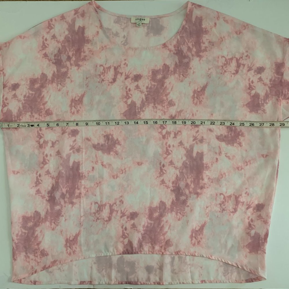 Umgee Pink Tie Dye Short Sleeve Blouse - Picture 5 of 6